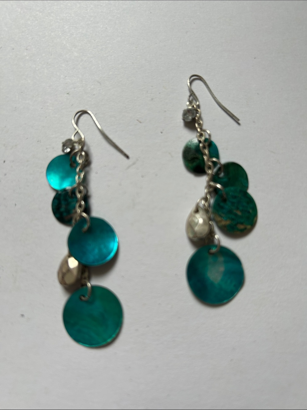 Teal Disc Cascade Dangle Earrings - Women Jewelry j44